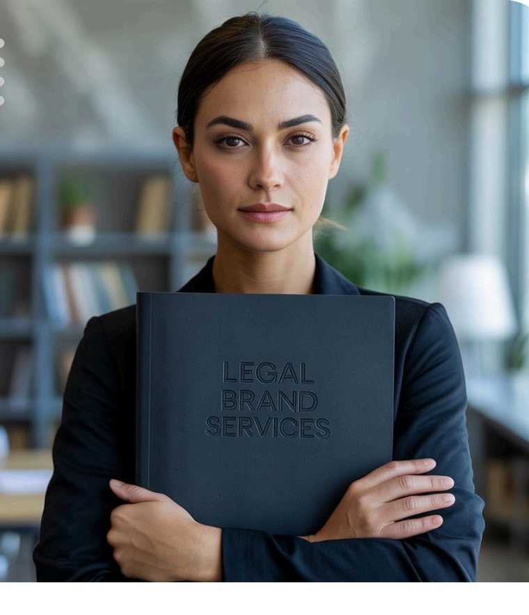 Especialista de Legal Brand Services con la carpeta de un cliente